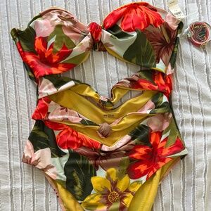 Aerie Triple Knot Tropical Floral One Piece Swim - NWT